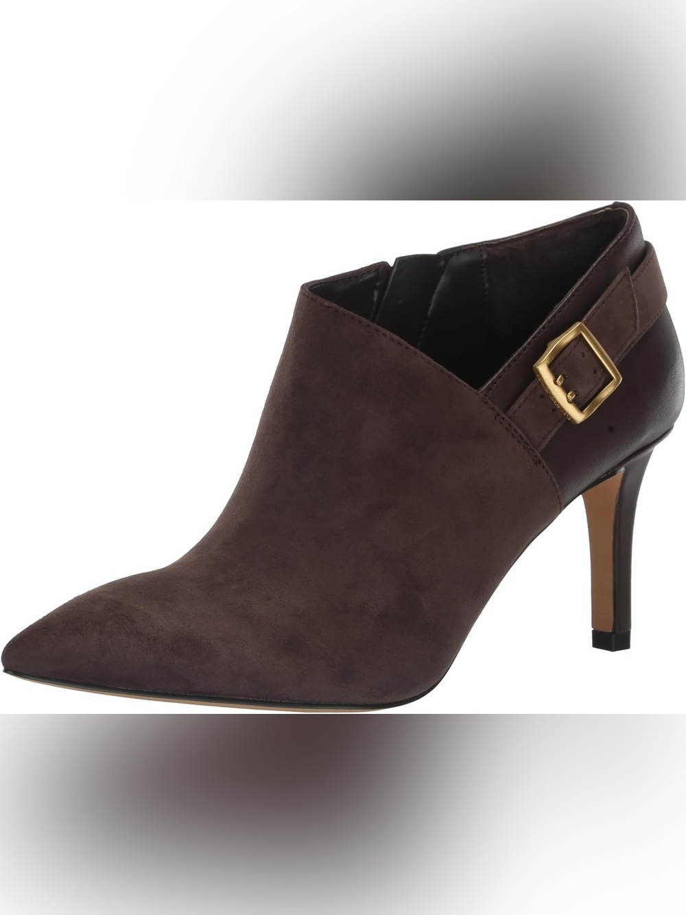 NIB Vince Camuto Brown Suede Leather Buckle Ankle Booties Size 7.5